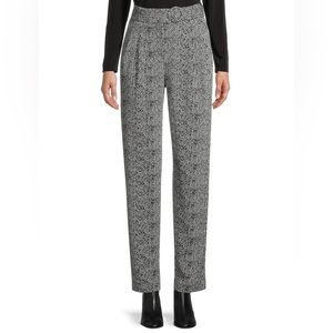 Karl Lagerfeld Womens Belted Tweed Casual Work Trouser Pants Black Size 4 Women